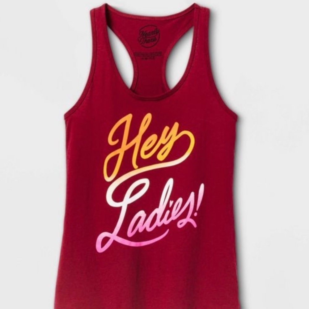 𝅺pride Unisex Adult 'Hey Ladies' Tank Top Burgundy size small lgbtq non binary